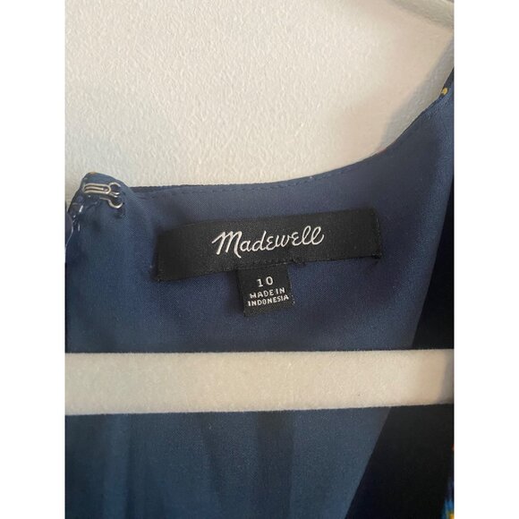 Madewell Women’s Floral Tie-Front Dress Size 10 Navy/Multicolor Polyester - Picture 3 of 6